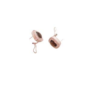 Rope-Motif Cushion Smoky Quartz Diamonds Halo Earrings
